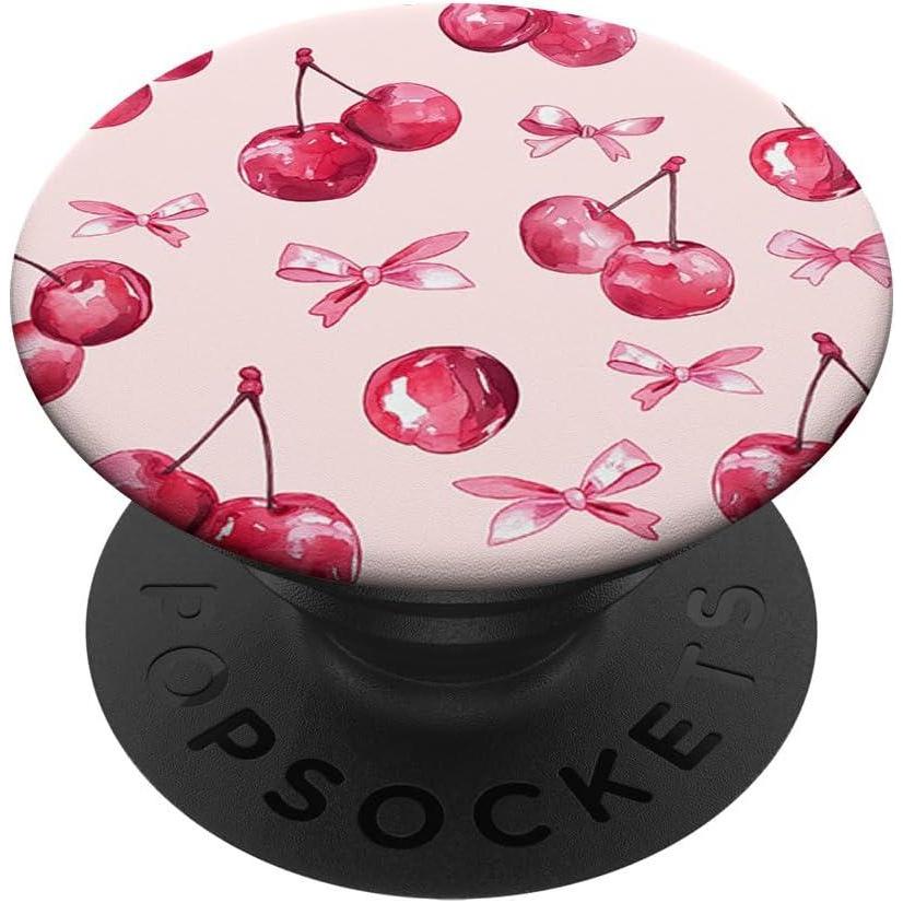 image:imageCoquette Cherry and Pink Bow PopSockets Adhesive PopGripAdhesive PopGrip
