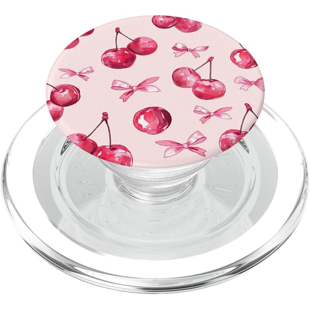 image:imageCoquette Cherry and Pink Bow PopSockets Adhesive PopGripMagnetic PopGrip