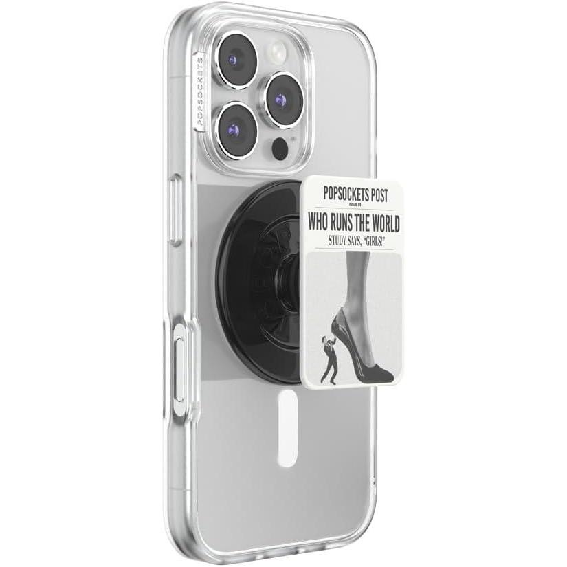 image:imagePopSockets Phone Wallet with Expanding Grip Phone Card Holder Wireless Charging Compatible Wallet Compatible with MagSafe Who Runs The World