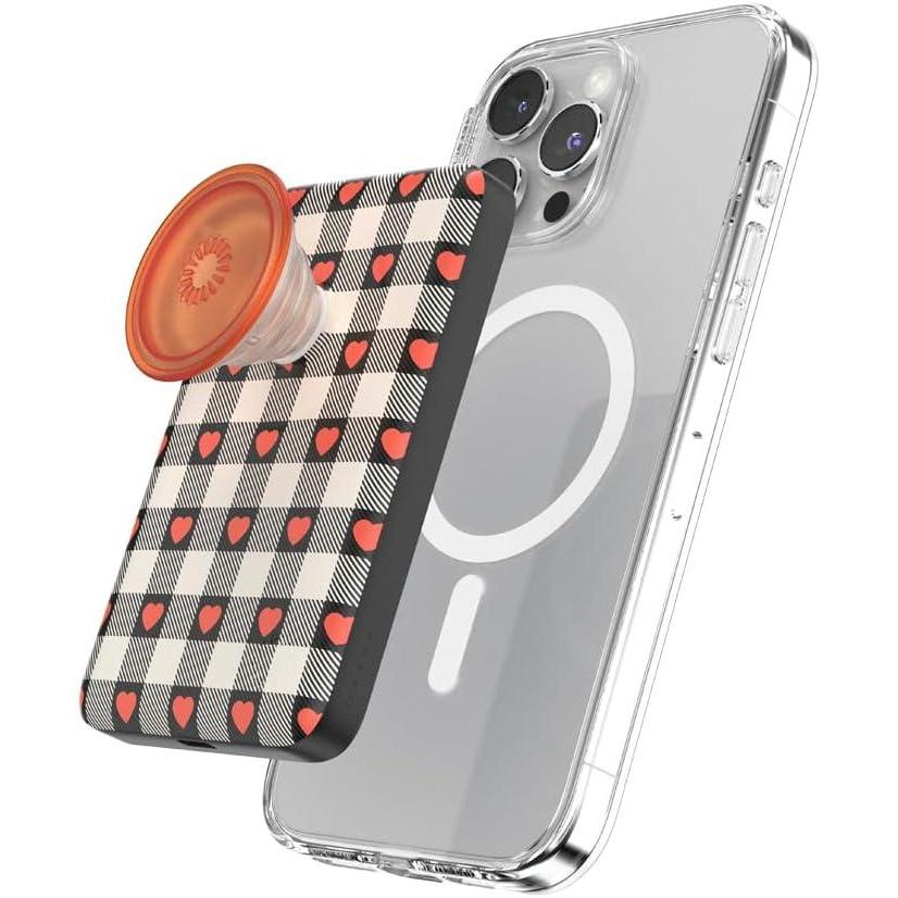 image:imagePopSockets PowerPack for MagSafe Portable Phone Charger Magnetic Wireless Portable Charger 5000mAh  Heart Breaker Gingham