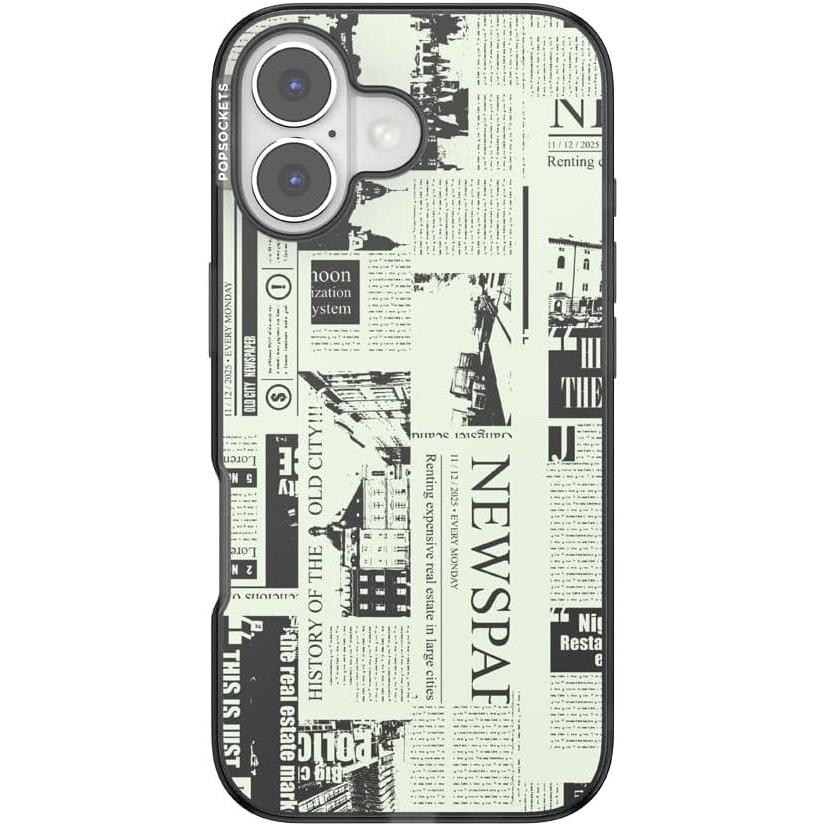 image:imagePopSockets iPhone 17 Case Compatible with MagSafe Phone Case for iPhone 17 Wireless Charging Compatible Case Only Hot Off The Press Black