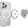 PopSockets Phone Grip for MagSafe with Kickstand, Magnetic Stand, Swappable Top, Secure Hold for iPhone MagSafe Cases, Phone & Tablet Grip – Confetti Heart Silver Sizzle