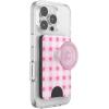 PopSockets Phone Wallet with Expanding Grip, Phone Card Holder, Wireless Charging Compatible, Wallet Compatible with MagSafe – Blush Gingham