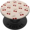 Cherry Beige Bow Coquette Pattern Cute Aesthetic Girly PopSockets Adhesive PopGrip(Adhesive PopGrip)