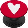 Red Heart Elegant Simple Love Valentines Day Pop Socket PopSockets PopGrip: Swappable Grip for Phones & Tablets PopSockets MagSafe PopGrip for iPhone(Standard)