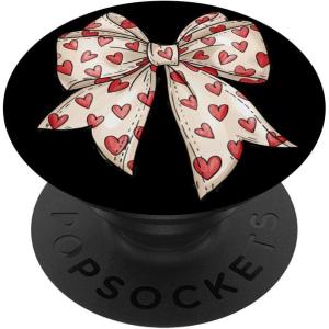 Bow Hearts Valentine Cute Coquette Bow PopSockets Adhesive PopGrip(Adhesive PopGrip)