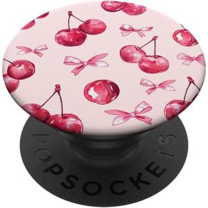 Coquette Cherry and Pink Bow PopSockets Adhesive PopGrip(Adhesive PopGrip)