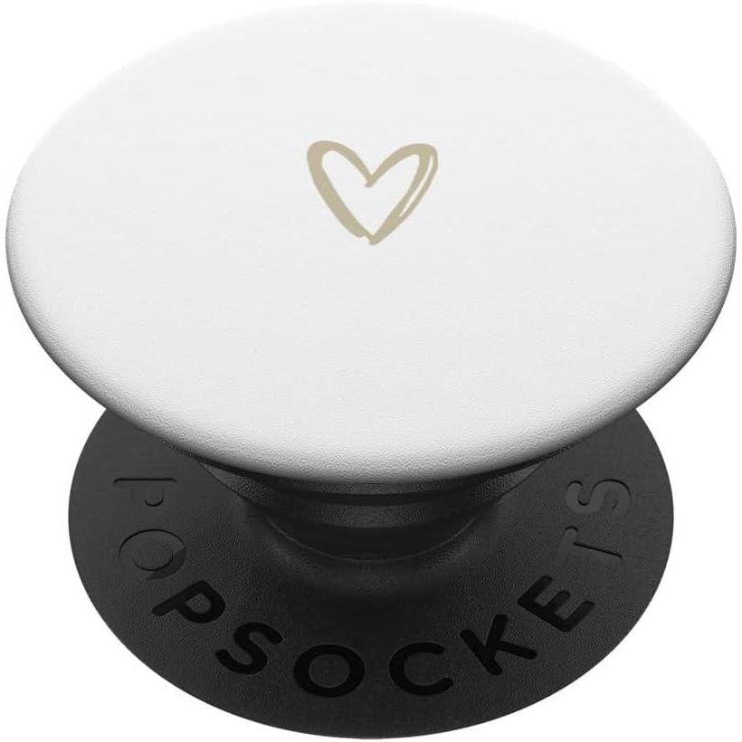 image:imageBeige White Minimalist Heart PopSockets Adhesive PopGripAdhesive PopGrip