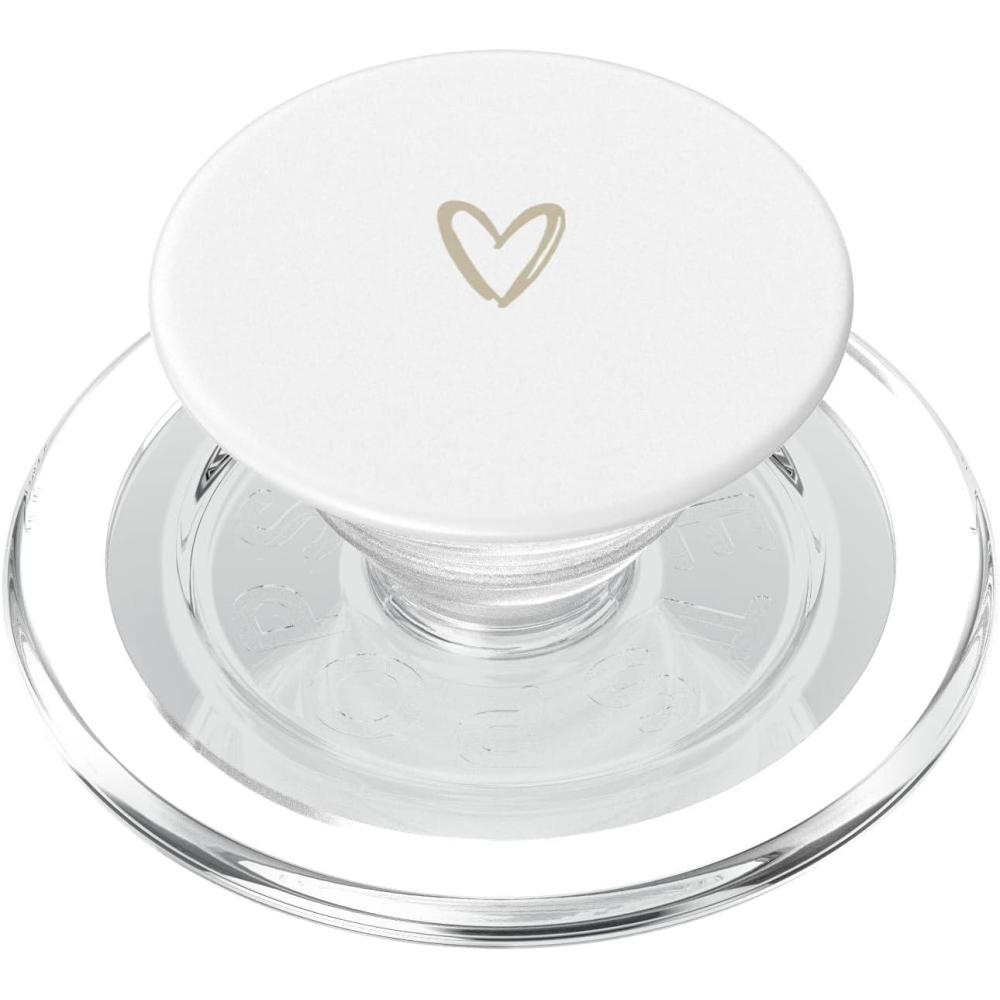 image:imageBeige White Minimalist Heart PopSockets Adhesive PopGripMagnetic PopGrip