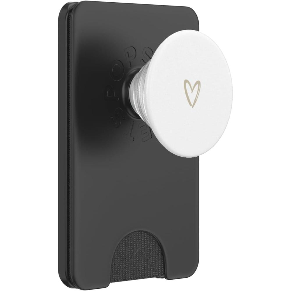 image:imageBeige White Minimalist Heart PopSockets Adhesive PopGripMagnetic PopWallet