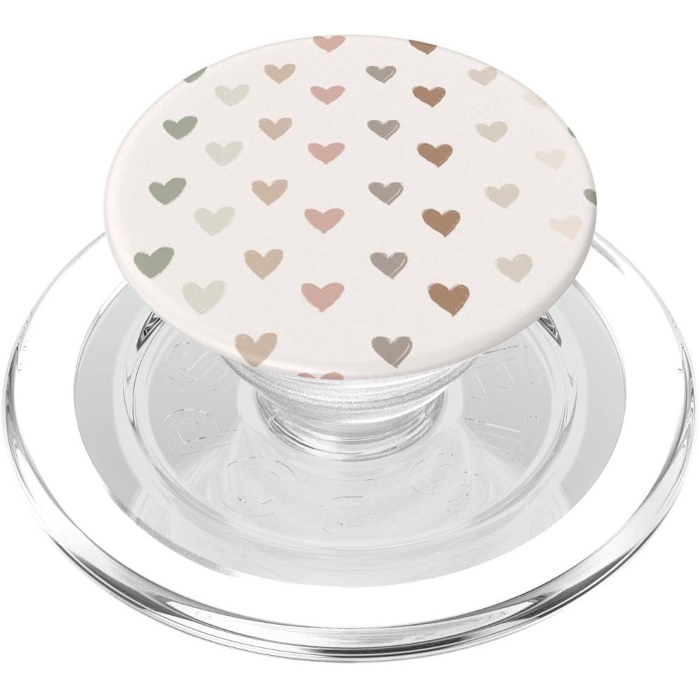 image:imageBoho Cute Hearts with Neutral Pastel Colors PopSockets Adhesive PopGripMagnetic PopGrip