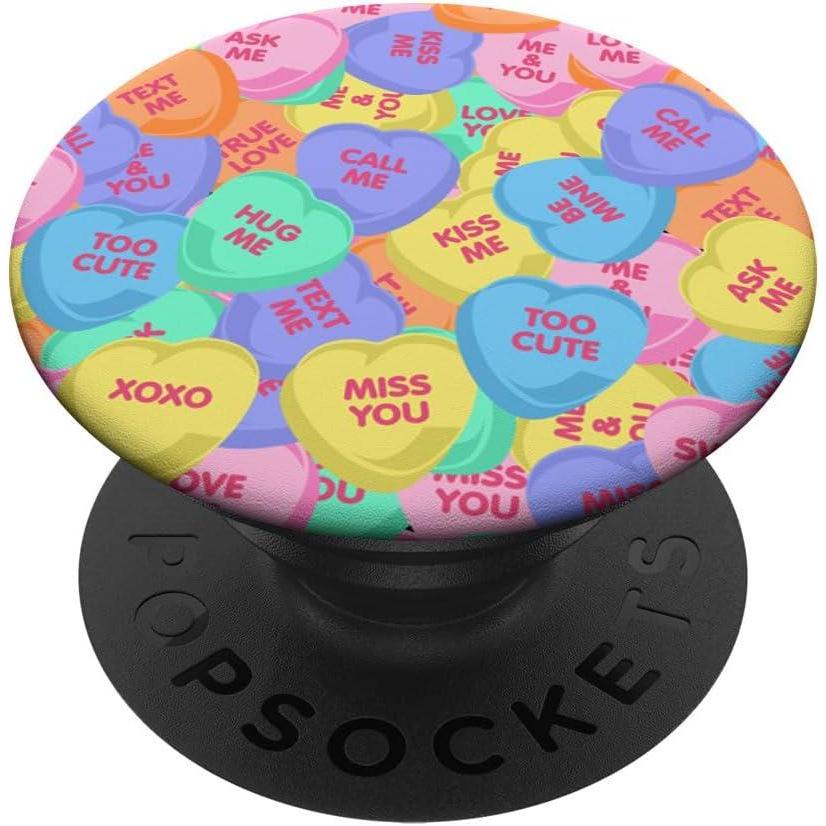 image:imageCute Girls Valentines Day Cute Candy Heart Sayings Pattern PopSockets Standard PopGripStandard