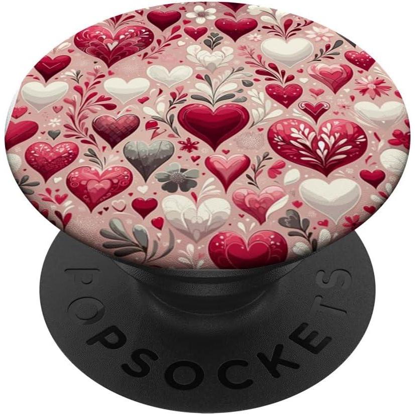 image:imageFestive Elegance gifts Enchanting Hearts Romantic Valentines Day Love PopSockets Standard PopGrip Black 260027Adhesive PopGrip