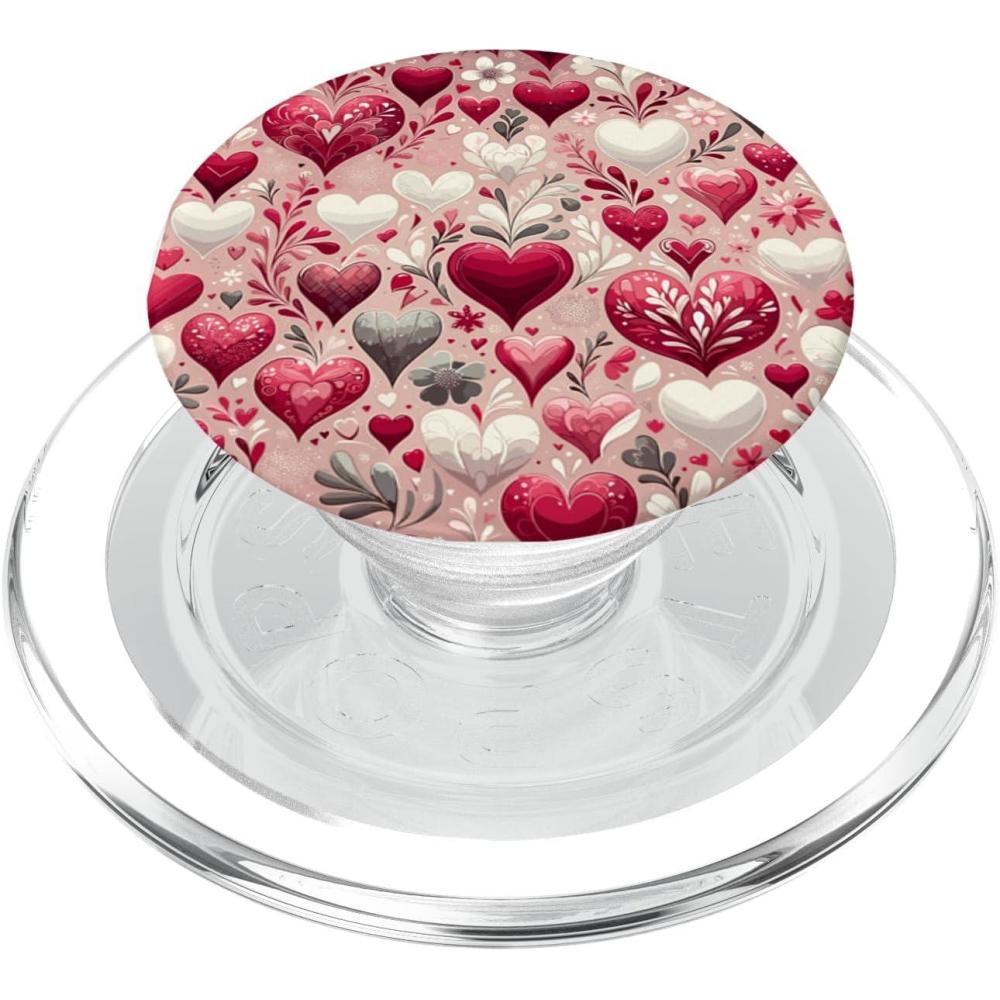 image:imageFestive Elegance gifts Enchanting Hearts Romantic Valentines Day Love PopSockets Standard PopGrip Black 260027Magnetic PopGrip