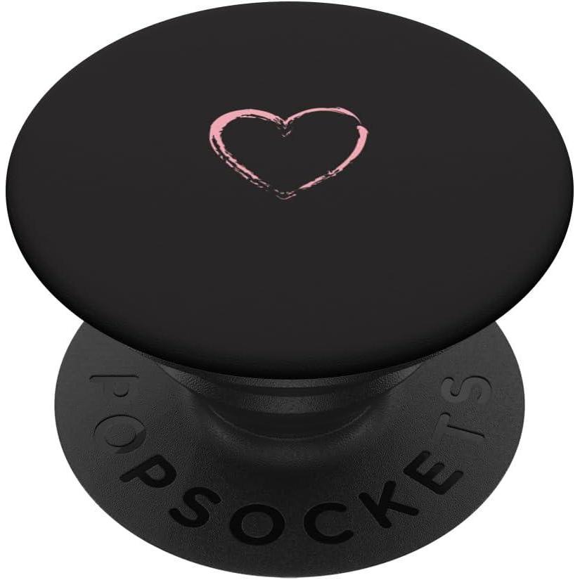image:imagePink Heart Black PopSockets Adhesive PopGripAdhesive PopGrip