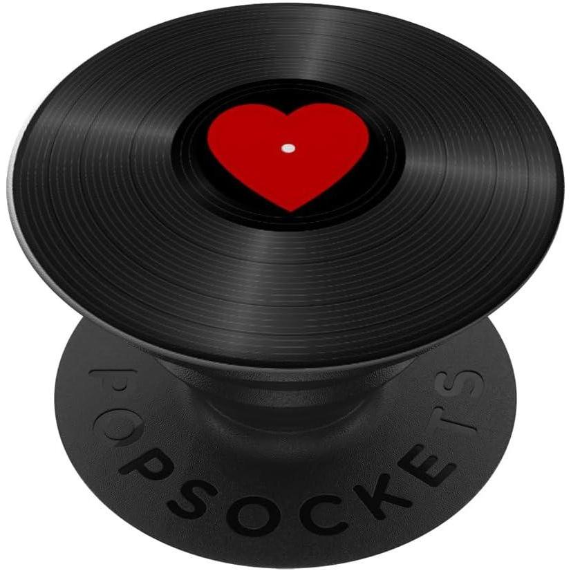 image:imageRetro Vinyl Record Red Heart Music Lover PopSockets Adhesive PopGripAdhesive PopGrip