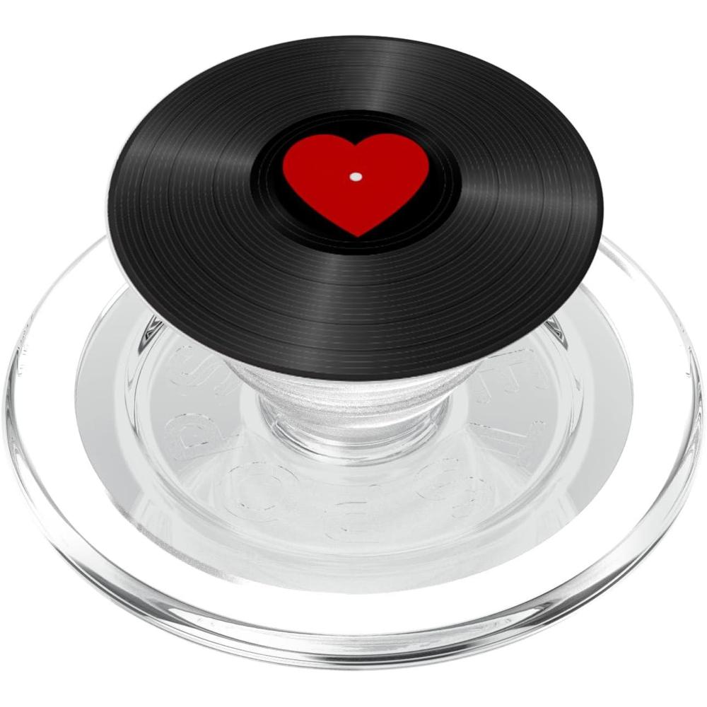 image:imageRetro Vinyl Record Red Heart Music Lover PopSockets Adhesive PopGripMagnetic PopGrip