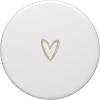 Beige White Minimalist Heart PopSockets Adhesive PopGrip(Adhesive PopGrip)