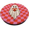 Valentine Retro Ghost Hugging Heart Checkerboard Pink Red PopSockets Adhesive PopGrip(Adhesive PopGrip)