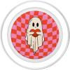 Valentine Retro Ghost Hugging Heart Checkerboard Pink Red PopSockets Adhesive PopGrip(Magnetic PopGrip)