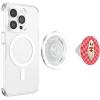 Valentine Retro Ghost Hugging Heart Checkerboard Pink Red PopSockets Adhesive PopGrip(Magnetic PopGrip)