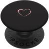 Pink Heart Black PopSockets Adhesive PopGrip(Adhesive PopGrip)