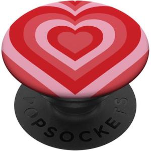 Aesthetic Red Pink Coffee Latte Love Heart Groovy Girly PopSockets Adhesive PopGrip(Adhesive PopGrip)
