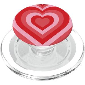 Aesthetic Red Pink Coffee Latte Love Heart Groovy Girly PopSockets Adhesive PopGrip(Magnetic PopGrip)