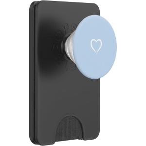 Baby Blue/Pastel Blue Hand Drawn Heart Love Minimalist PopSockets PopGrip for MagSafe(Magnetic PopWallet)