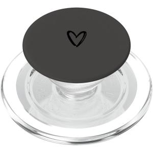 Black Gray Minimalist Heart PopSockets Adhesive PopGrip(Magnetic PopGrip)