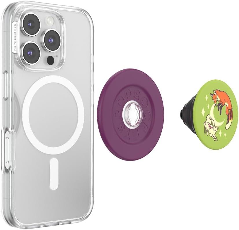image:imagePopSockets Phone Grip for MagSafe with Kickstand Magnetic Stand Swappable Top Secure Hold for iPhone MagSafe Cases Phone amp Tablet Grip The Fox in The Hare