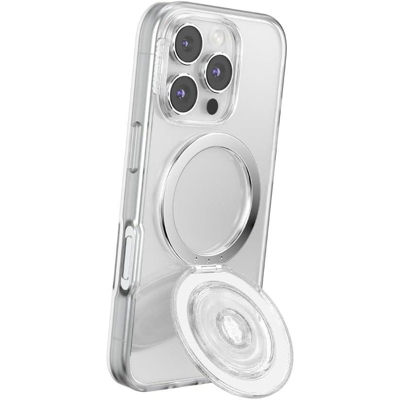 image:imagePopSockets KickOut Grip for MagSafe Phone Grip with Builtin Phone Stand Adjustable Kickstand for Portrait or Landscape Strong Magnetic Hold Wireless Charging Compatible  Clear Glitter