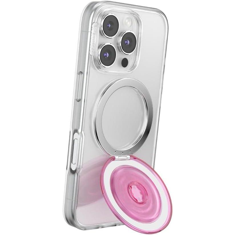 image:imagePopSockets KickOut Grip for MagSafe Phone Grip with Builtin Phone Stand Adjustable Kickstand for Portrait or Landscape Strong Magnetic Hold Wireless Charging Compatible Translucent Baby Pink