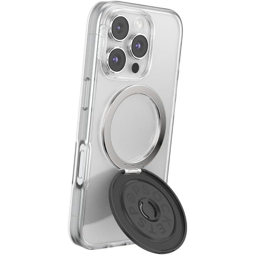 image:imagePopSockets KickOut Grip for MagSafe Phone Grip with Builtin Phone Stand Adjustable Kickstand for Portrait or Landscape Strong Magnetic Hold Wireless Charging Compatible Radial Black