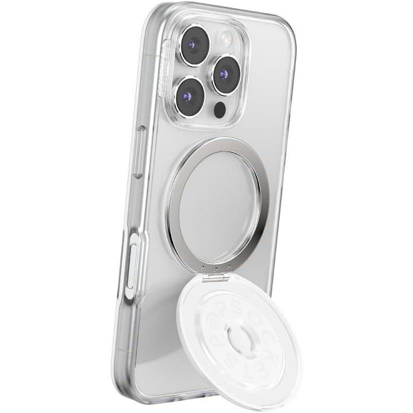 image:imagePopSockets KickOut Grip for MagSafe Phone Grip with Builtin Phone Stand Adjustable Kickstand for Portrait or Landscape Strong Magnetic Hold Wireless Charging Compatible  Glossy White