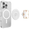 PopSockets Phone Grip for MagSafe with Kickstand, Magnetic Stand, Swappable Top, Secure Hold for iPhone MagSafe Cases, Phone & Tablet Grip – Enamel Clover Rose Gold