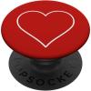 White Heart Outline Love Sign Red PopSockets Adhesive PopGrip(Adhesive PopGrip)