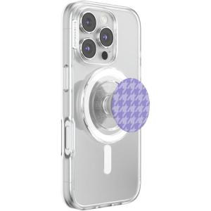 PopSockets Phone Grip for MagSafe with Kickstand, Magnetic Stand, Swappable Top, Secure Hold for iPhone MagSafe Cases, Phone & Tablet Grip – Lilac Houndstooth