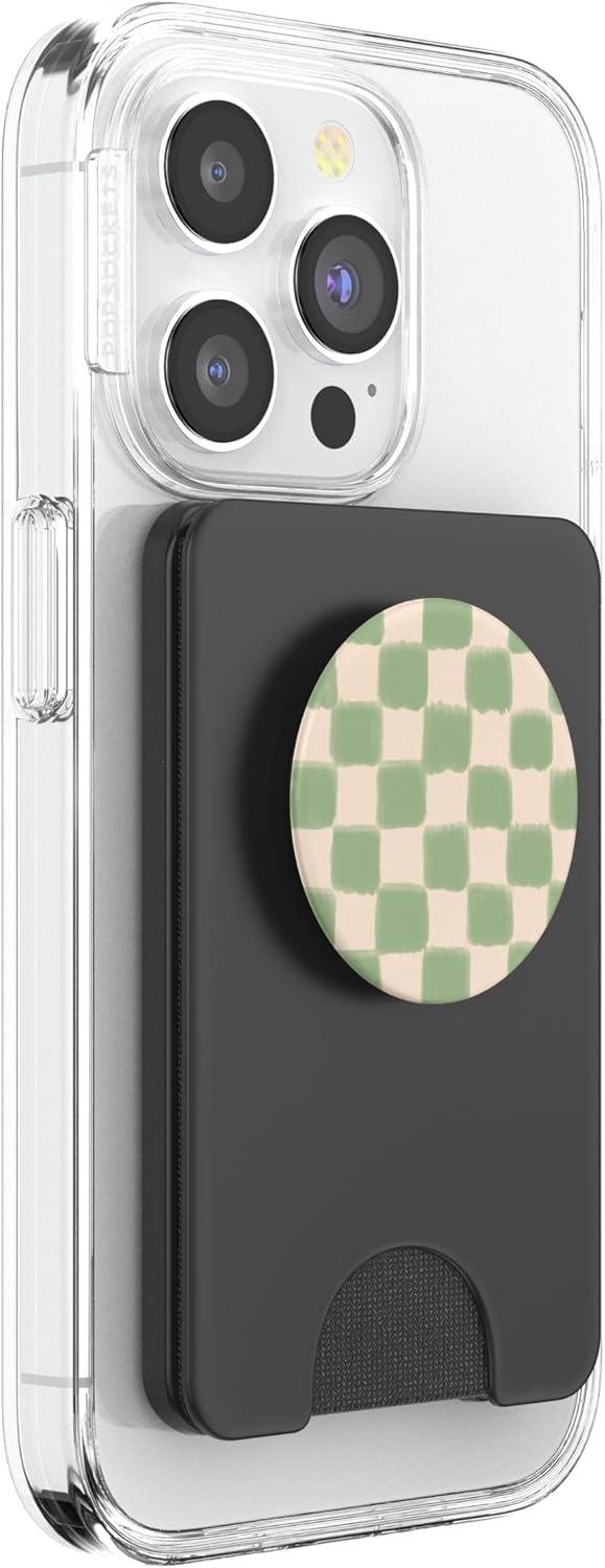 image:imagePopSockets Phone Grip Green Beige Checker PopSockets PopGrip for MagSafeMagnetic PopWallet