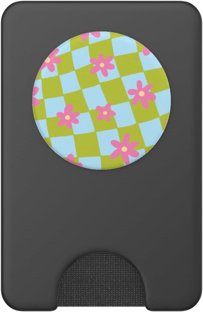 image:imagePopSockets Phone Grip Wavy Floral Green Checker PopSockets PopGrip for MagSafeMagnetic PopWallet