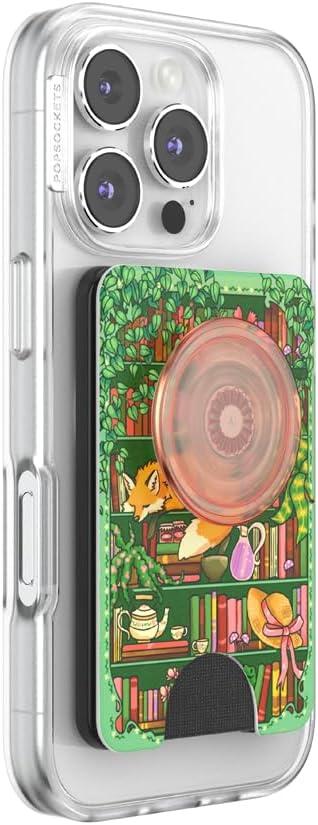 image:imagePopSockets Phone Wallet with Expanding Grip Phone Card Holder Wireless Charging Compatible Wallet Compatible with MagSafe Storied Shelves Green
