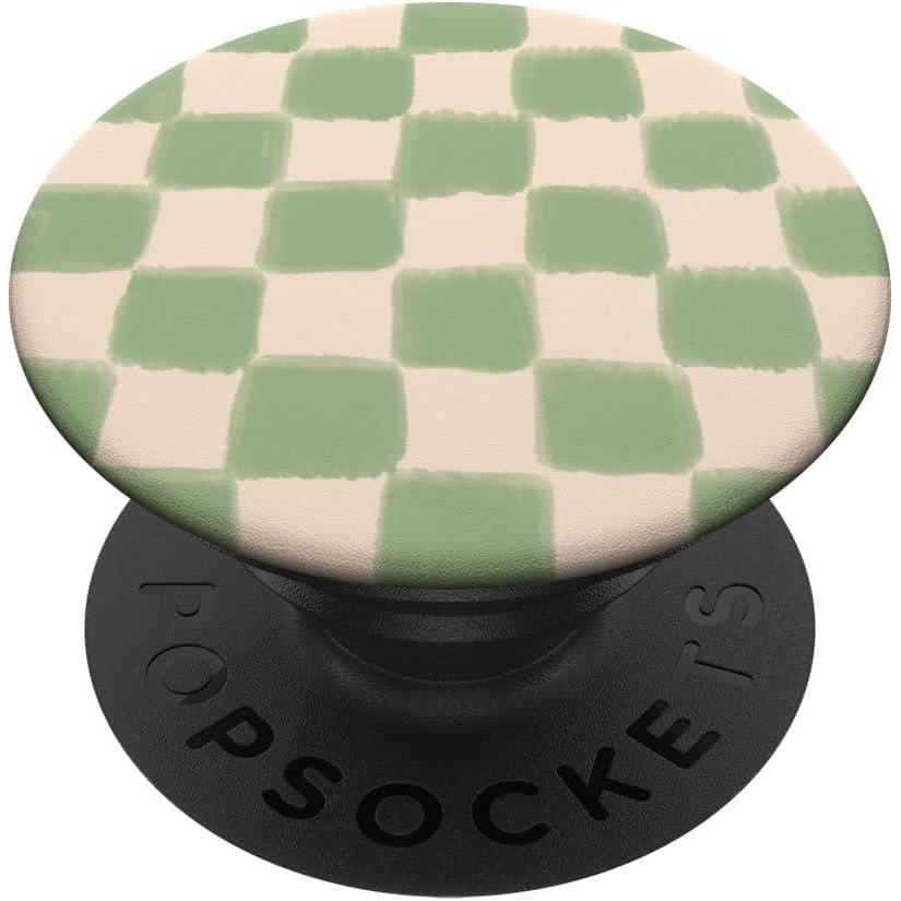 image:imagePopSockets Phone Grip  Green Beige Checker PopSockets PopGrip for MagSafeAdhesive PopGrip