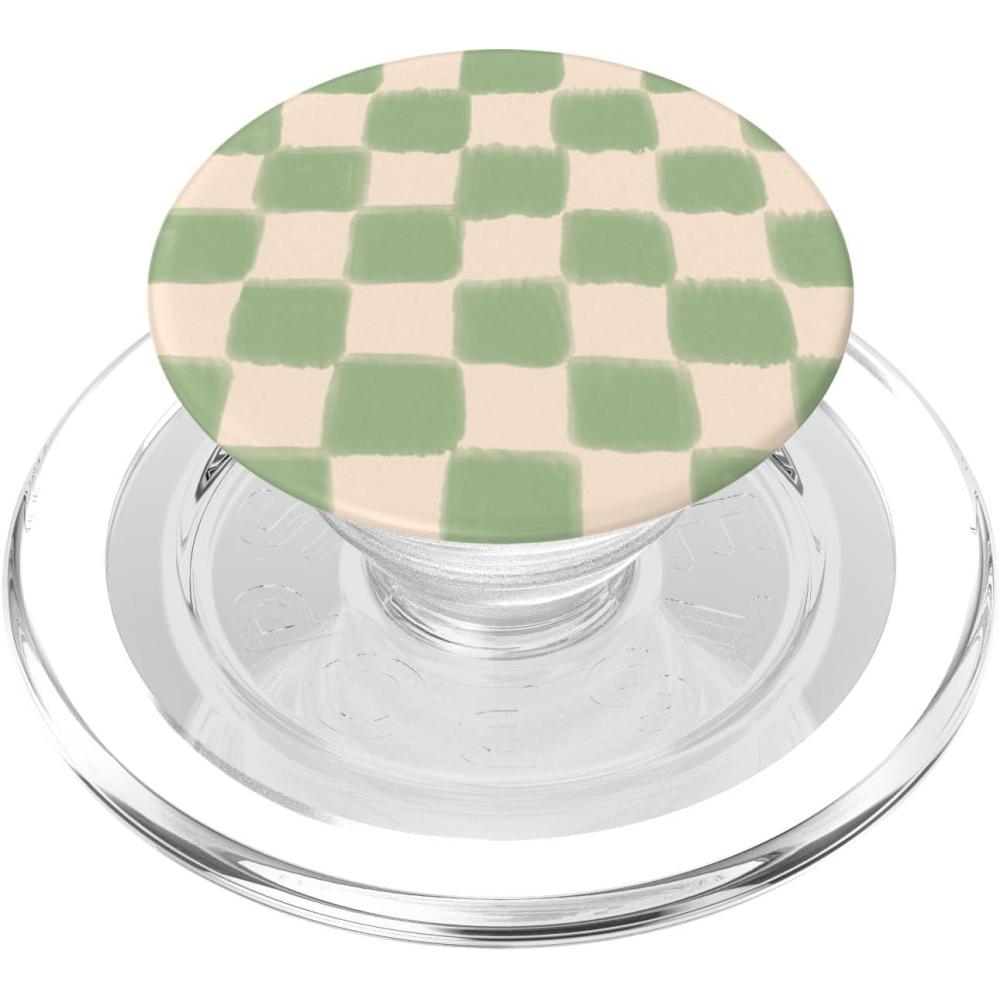 image:imagePopSockets Phone Grip Green Beige Checker PopSockets PopGrip for MagSafeMagnetic PopGrip