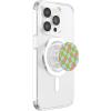 PopSockets Phone Grip – Wavy Floral Green Checker PopSockets PopGrip for MagSafe(Magnetic PopGrip)