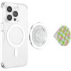 PopSockets Phone Grip – Wavy Floral Green Checker PopSockets PopGrip for MagSafe(Magnetic PopGrip)