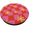PopSockets Phone Grip – Wavy Floral Pink Checker PopSockets PopGrip for MagSafe(Adhesive PopGrip)