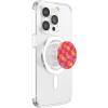 PopSockets Phone Grip – Wavy Floral Pink Checker PopSockets PopGrip for MagSafe(Magnetic PopGrip)