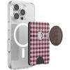 PopSockets Phone Wallet with Expanding Grip, Phone Card Holder, Wireless Charging Compatible, Wallet Compatible with MagSafe – Black Cherry Gingham