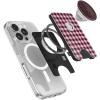 PopSockets Phone Wallet with Expanding Grip, Phone Card Holder, Wireless Charging Compatible, Wallet Compatible with MagSafe – Black Cherry Gingham