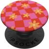 PopSockets Phone Grip – Wavy Floral Pink Checker PopSockets PopGrip for MagSafe(Adhesive PopGrip)
